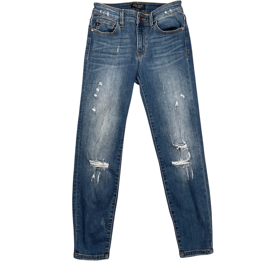 Judy Blue LA Jeans 5/27 Blue JB8271DK Distressed Relaxed Fit Stretch Denim‎